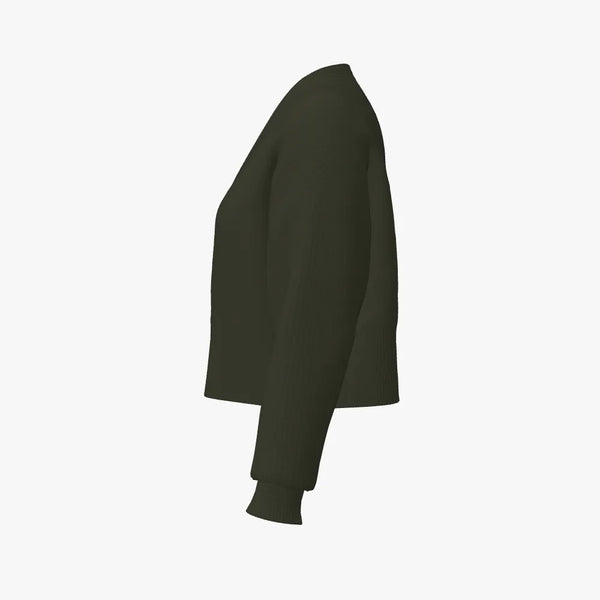 Solid Colour Cashmere Women's Cropped Drop Shoulder Cardigan Grouse Moor