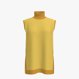 Two Tone Colour Women's Turtleneck Vest Ochre