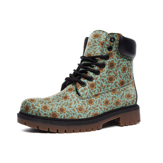 iced blue & gold flowers women's Casual Leather Lightweight boots TB multi