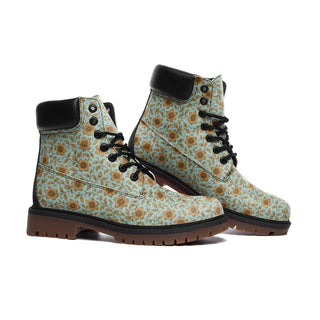 iced blue & gold flowers women's Casual Leather Lightweight boots TB multi