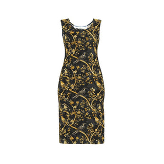 black & gold bird toile bodycon dress