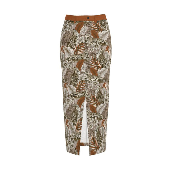 BOHEMIA LEOPARDS DENIM SKIRT ORANGE BRONZE