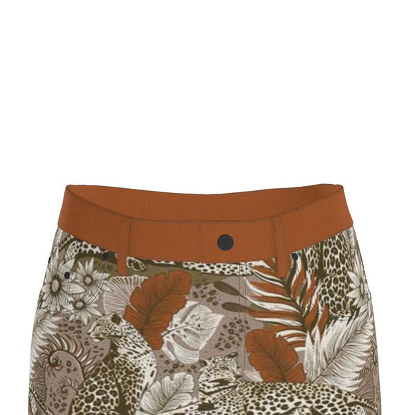 BOHEMIA LEOPARDS DENIM SKIRT ORANGE BRONZE