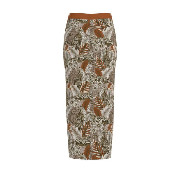 BOHEMIA LEOPARDS DENIM SKIRT ORANGE BRONZE