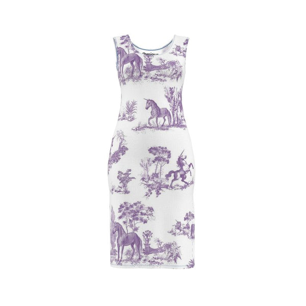 unicorn in purple bodycon dress