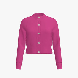 Solid Colour Women's Cashmere Cropped Cardigan Flower Show