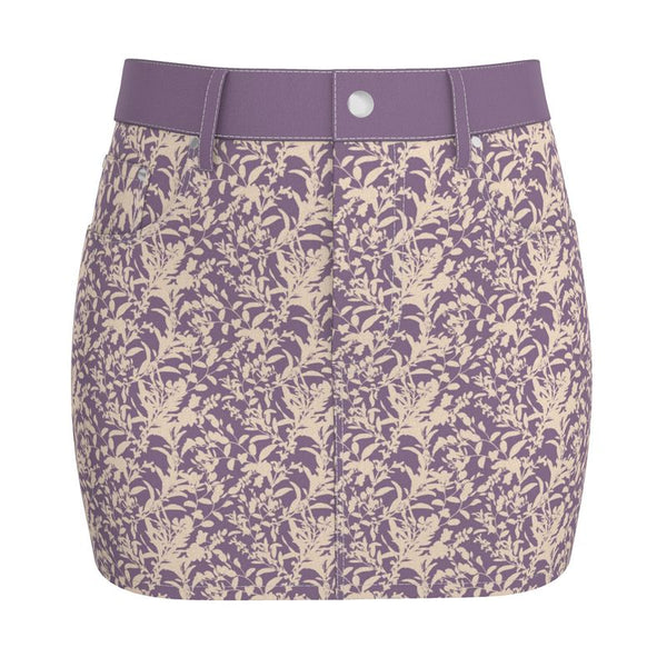 Whimsical Florals Denim Mini Skirt Clover