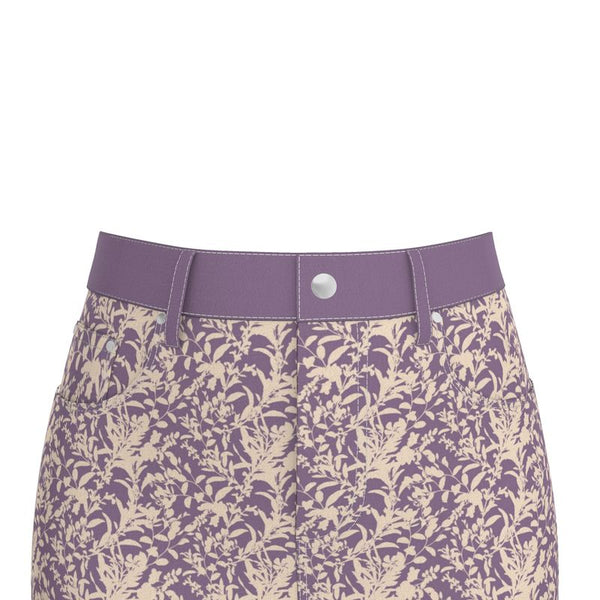 Whimsical Florals Denim Mini Skirt Clover