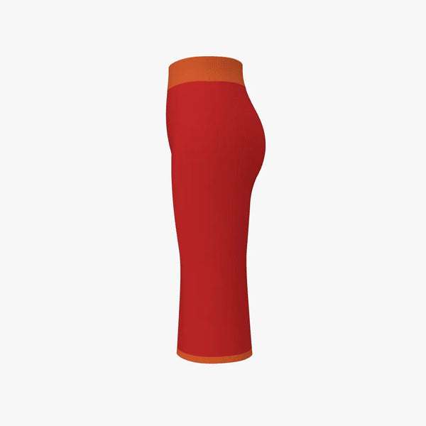 Two Colour Easy Care Merino Wool Women's Pencil Skirt Scarlet