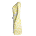 Embroidery Style Flowers Wrap Dress Spring Lemon