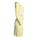 Embroidery Style Flowers Wrap Dress Spring Lemon