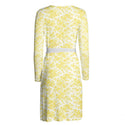 Embroidery Style Flowers Wrap Dress Spring Lemon