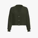 Solid Colour Cashmere Women's Cropped Drop Shoulder Cardigan Grouse Moor