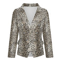 Classic Leopard Print Women's Double Blazer Multi