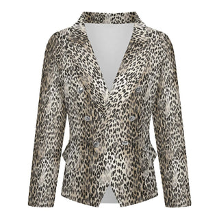 Classic Leopard Print Women's Double Blazer Multi