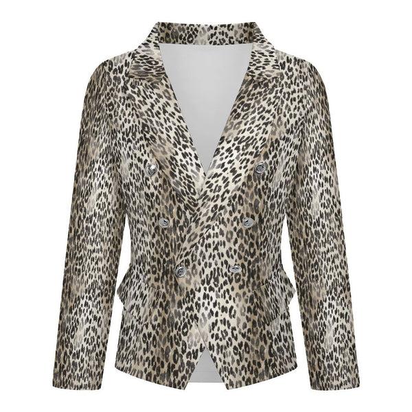Classic Leopard Print Women's Double Blazer Multi