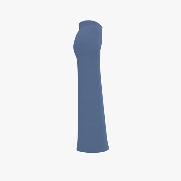 Extra Fine Merino Wool Women's Long Wide Leg Pants Relaxed Blue