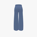 Extra Fine Merino Wool Women's Long Wide Leg Pants Relaxed Blue