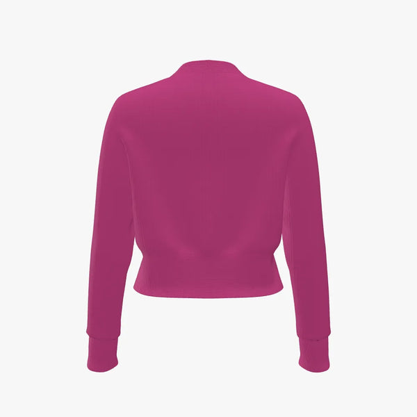 Solid Colour Women's Cashmere Cropped Cardigan Flower Show