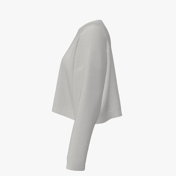 Solid Colour Women's Cashmere Crew Neck Cropped Pullover Vapour