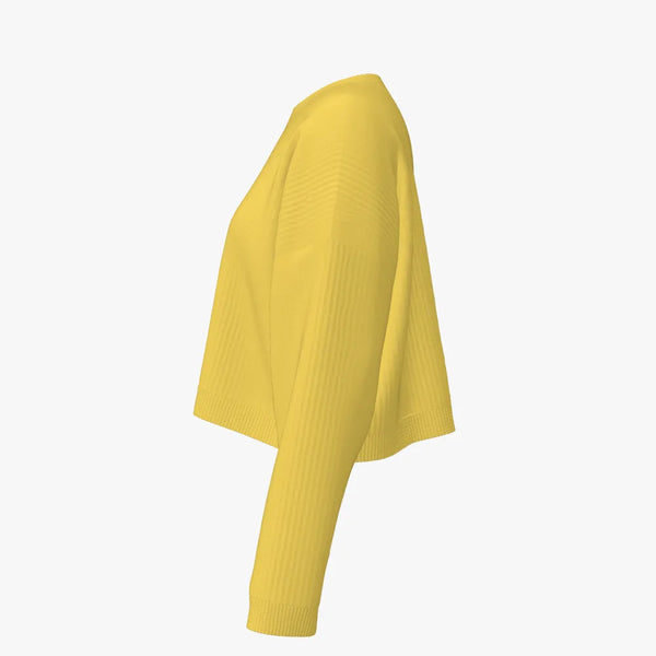 Solid Colour Women's Crew Neck Pullover Lemon Drop