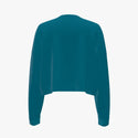 Solid Colour Women's Cashmere Crew Neck Cropped Pullover Topkapi Blue