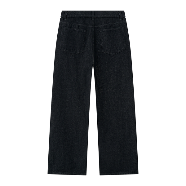 Men's Vintage Wash Wide Leg Denim Jeans black