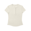 Solid Colour Women's Modal Bodycon Henley Shirt Ivory White