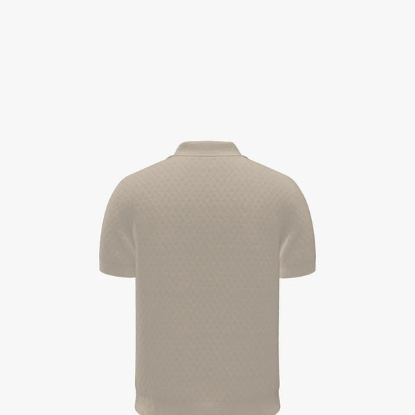 Solid Colour Mens V-neck Polo Buttermilk