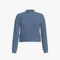 Fashion Solid Colour Womne's Mock Neck Cropped Top Blue Haze