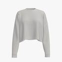 Solid Colour Women's Cashmere Crew Neck Cropped Pullover Vapour