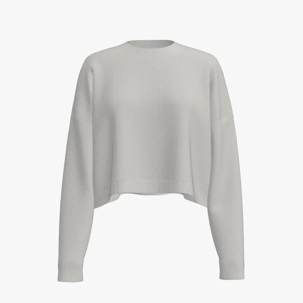 Solid Colour Women's Cashmere Crew Neck Cropped Pullover Vapour