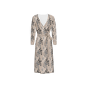 Earthy Floral Women's 3/4 Sleeve Wrap Dress Pale Champagne