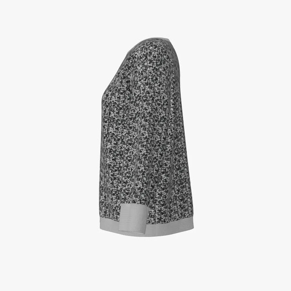 Black & Grey Animal Print Women's Boatneck Dolman Sweater Light Pale Grey