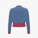 Two Tone Women's Merino Wool Cropped Cardigan Dusk Blue & Rouge