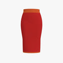Two Colour Easy Care Merino Wool Women's Pencil Skirt Scarlet