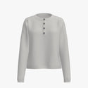 Solid Colour Women's Cashmere Boxy Henley Pullover Vapour