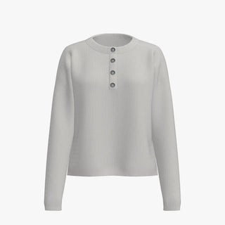 Solid Colour Women's Cashmere Boxy Henley Pullover Vapour