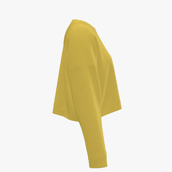 Solid Colour Women's Crew Neck Pullover Lemon Drop