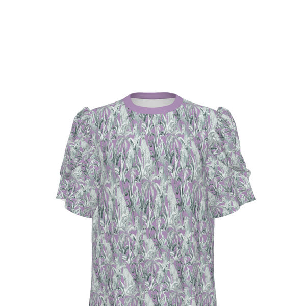 Exotic Cheetahs Short Puff Sleeve T-shirt Dress Dublyn Pink