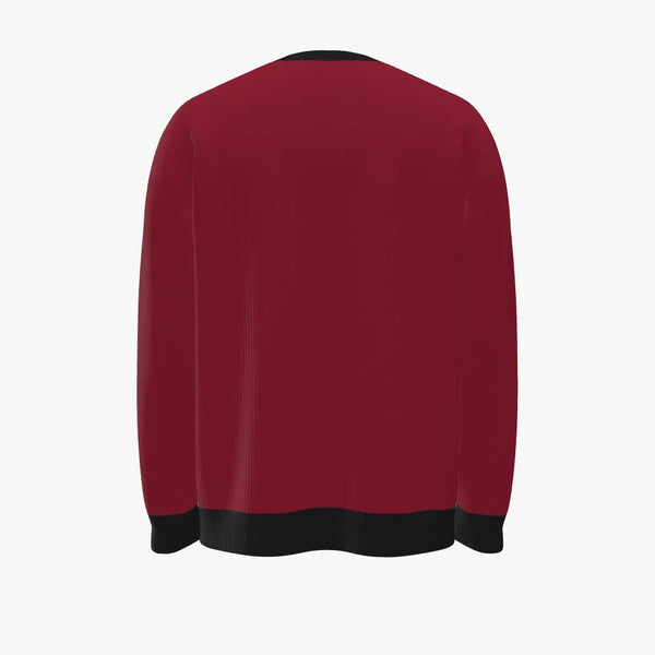 Fox In Bowler Hat Men's Oversized Crew Neck Pullover Ruby Red