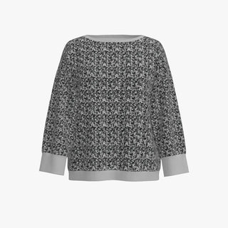 Black & Grey Animal Print Women's Boatneck Dolman Sweater Light Pale Grey