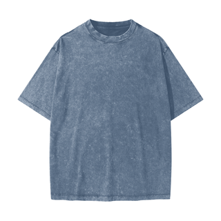 Heavyweight Men's Snow Washed T-shirt Blue