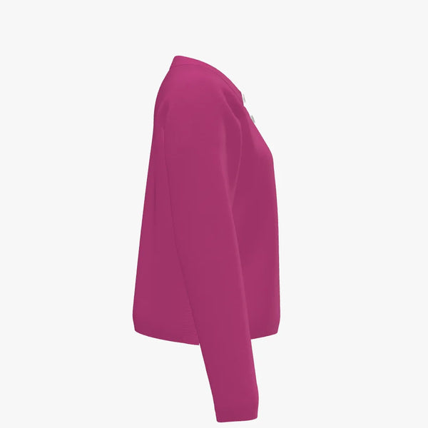 Solid Colour Women's Boxy Henley Cashmere Pullover Flower Show