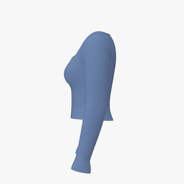 Extra Fine Merino Wool Women's Sweetheart Neckline Top Relaxed Blue