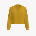 Solid Colour Women's Cropped Drop Shoulder Cardigan Gold