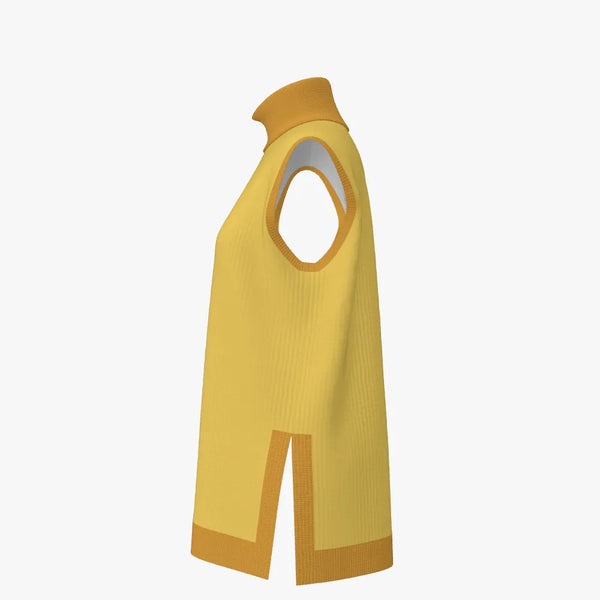 Two Tone Colour Women's Turtleneck Vest Ochre