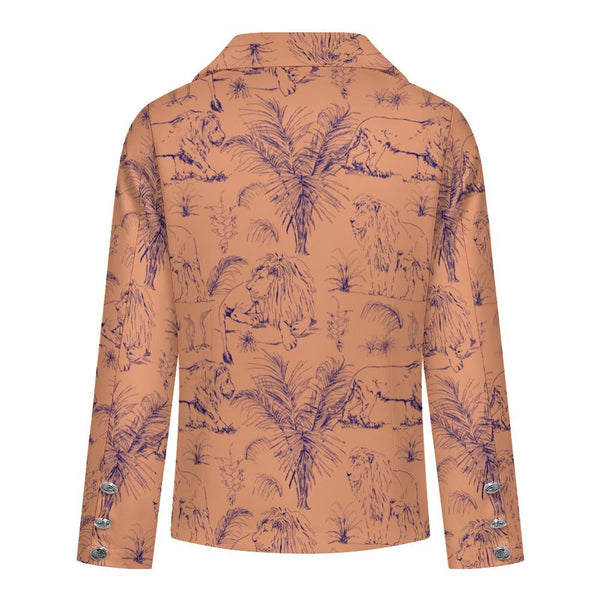 Palm Trees & Lions Women's Double Breasted Blazer Light Tangerine