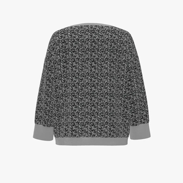 Black & Grey Animal Print Women's Boatneck Dolman Sweater Light Pale Grey