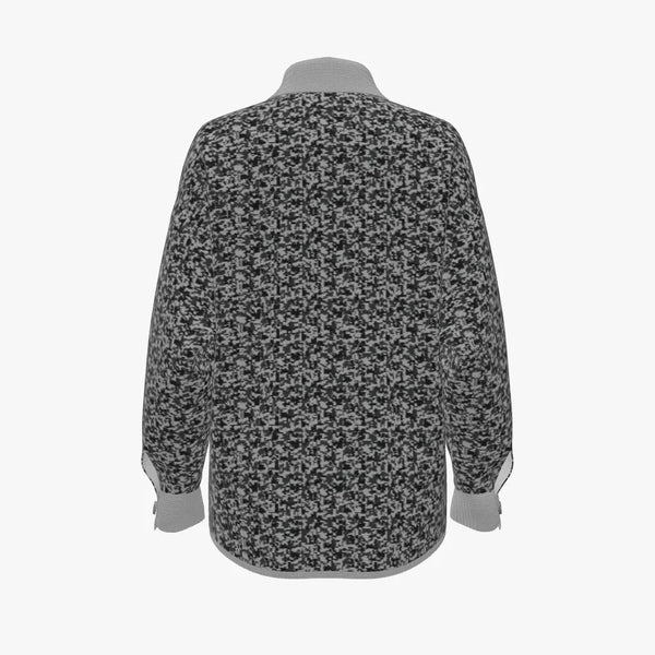 Black & Grey Animal Print Women's Merino Wool Shacket Light Pale Grey